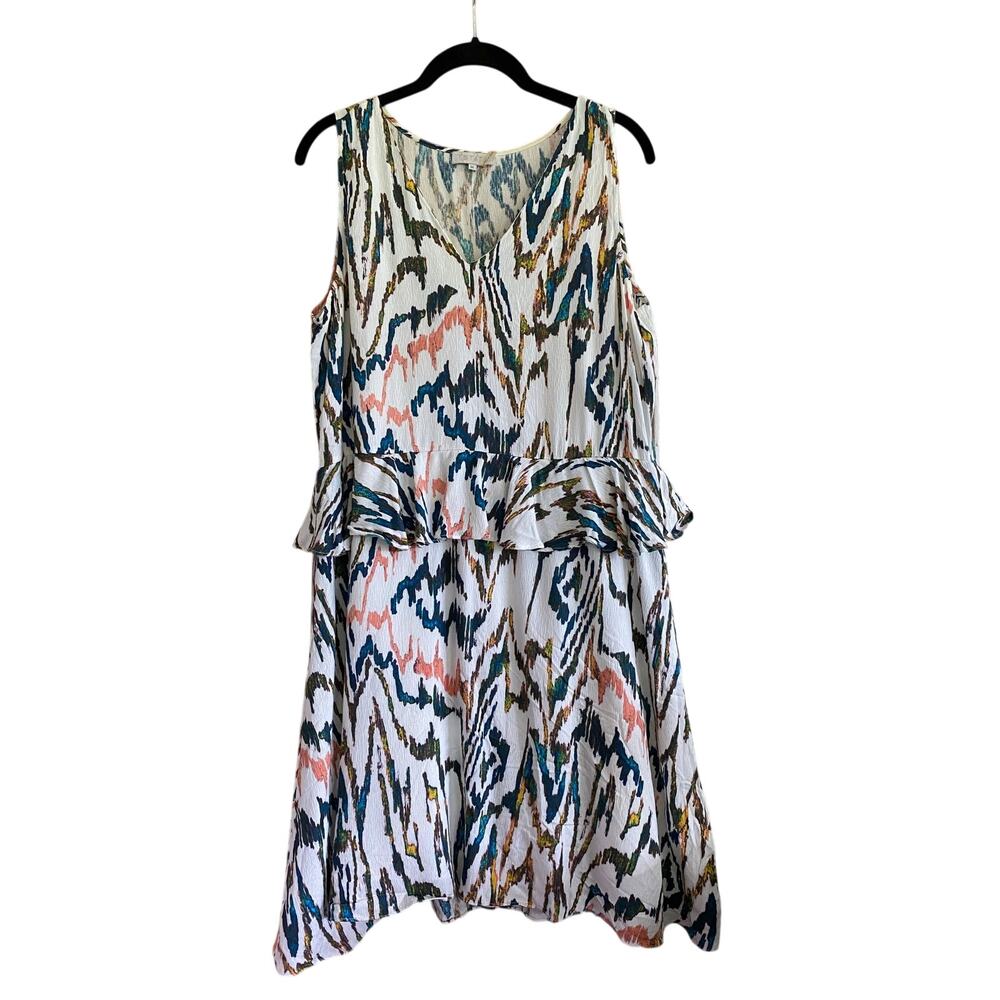 1.State Patterned Sleeveless Peplum Dress Size Medium